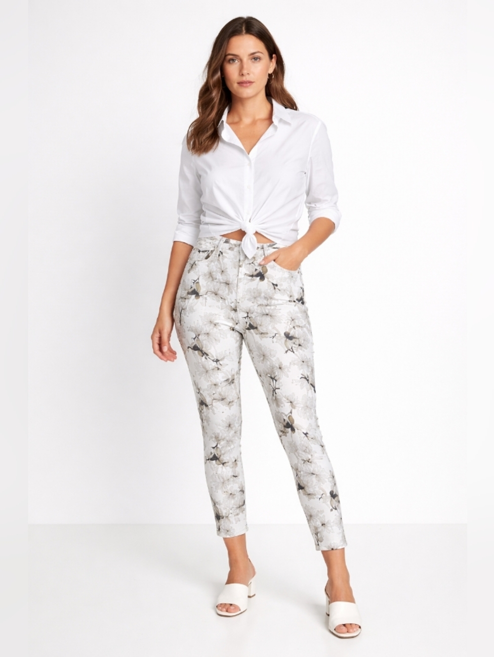 Buffalo David Bitton Havana High Rise Ankle Skinny Stretch Jeans White Gray 12 - Picture 2 of 12